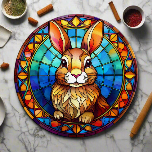 Rabbit Circular Glass Suncatcher Worktop Saver